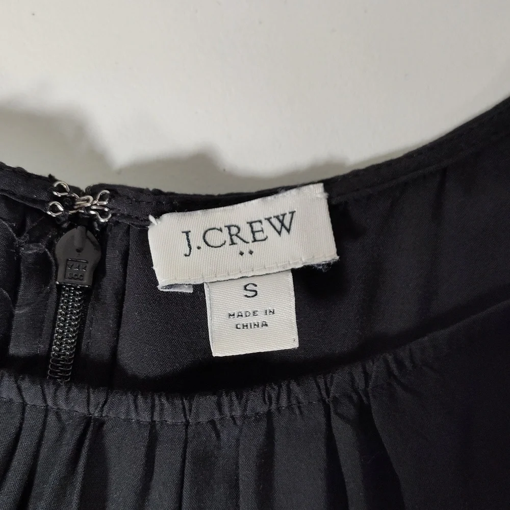 J. Crew Puff-Sleeve Tiered Midi Dress Black S - Picture 8 of 11